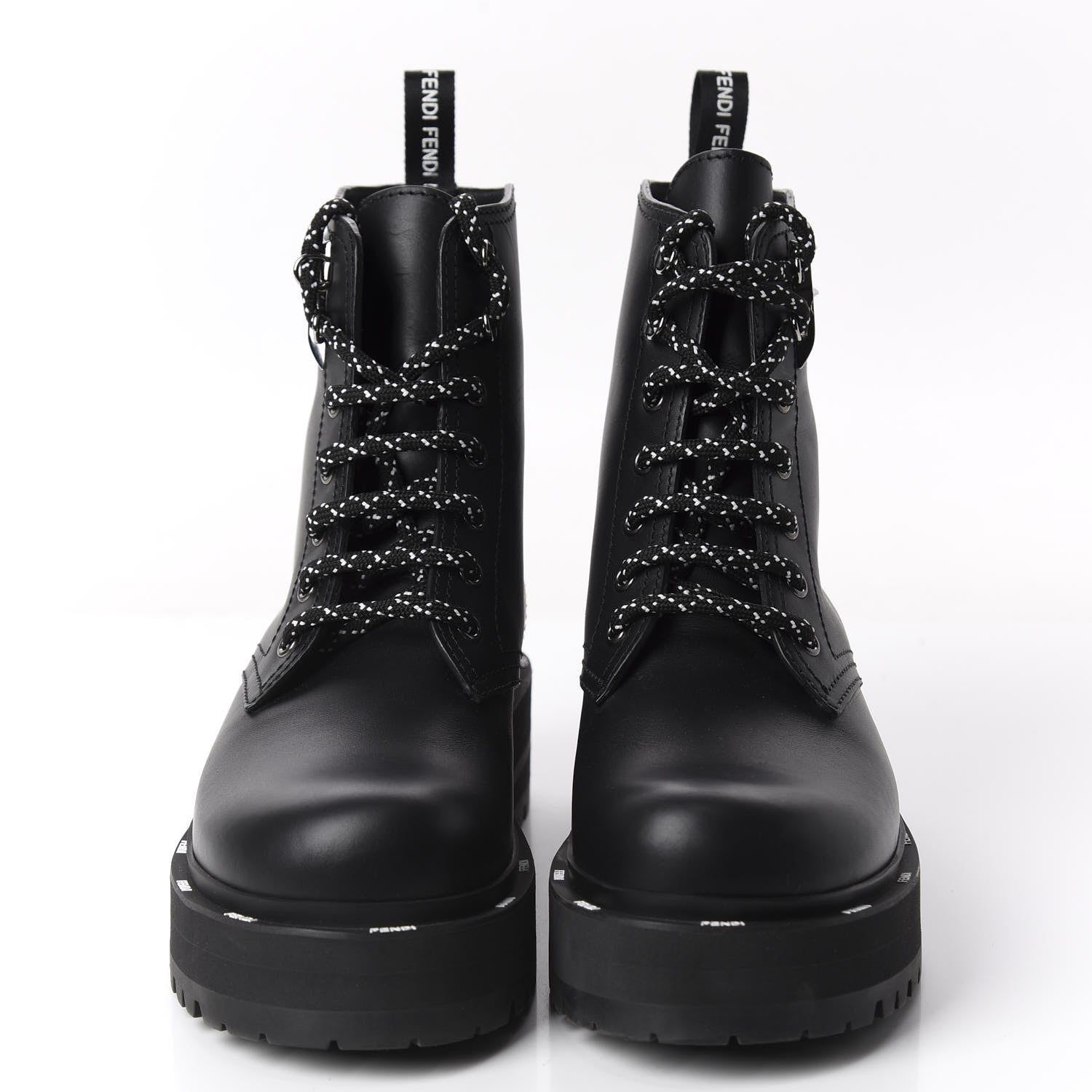 Fendi Calfskin FFreedom Platform Biker Boots 37.5 Black 3 of 8