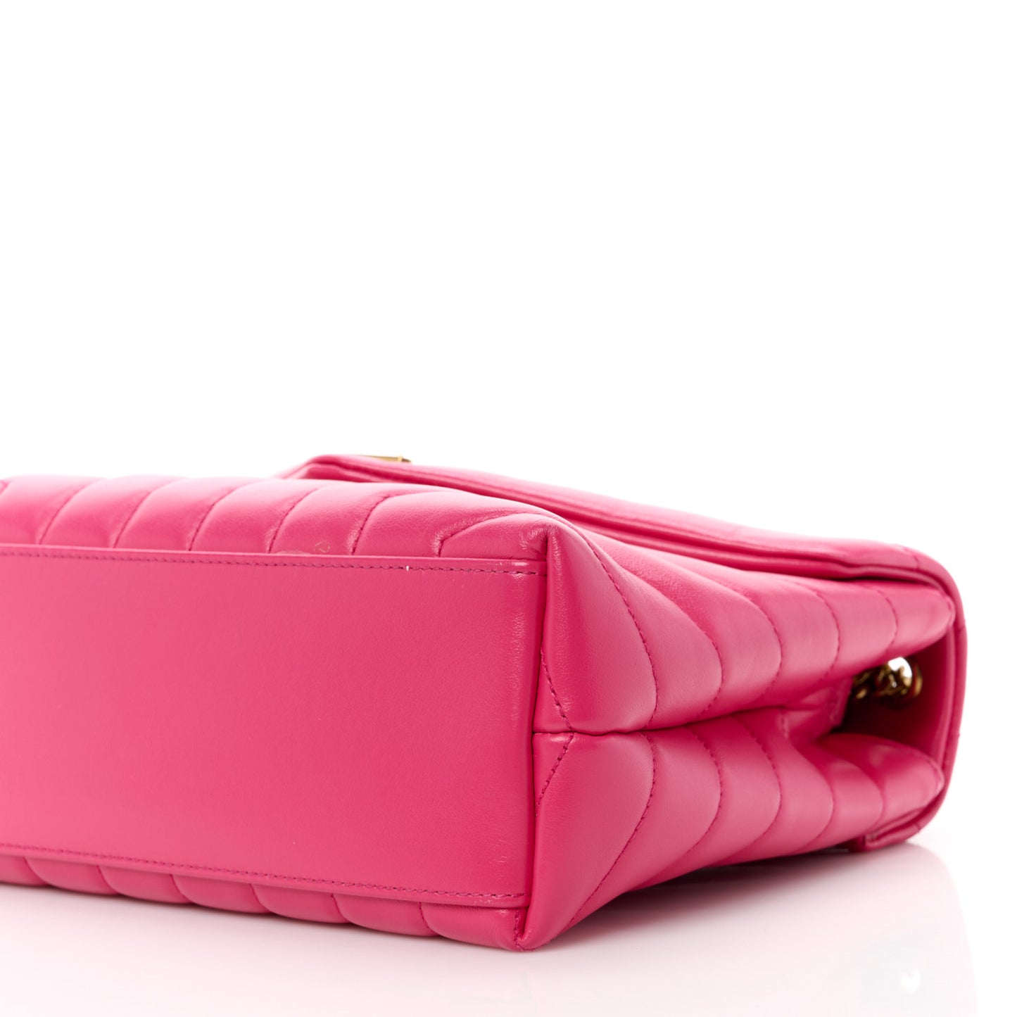 SAINT LAURENT Calfskin Y Quilted Monogram Small Loulou Chain Satchel Fresh Fuchsia