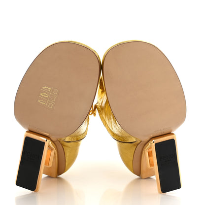 Fendi Laminated Craquele Nappa Fendi First 95mm Booties 36 Gold 5 of 7