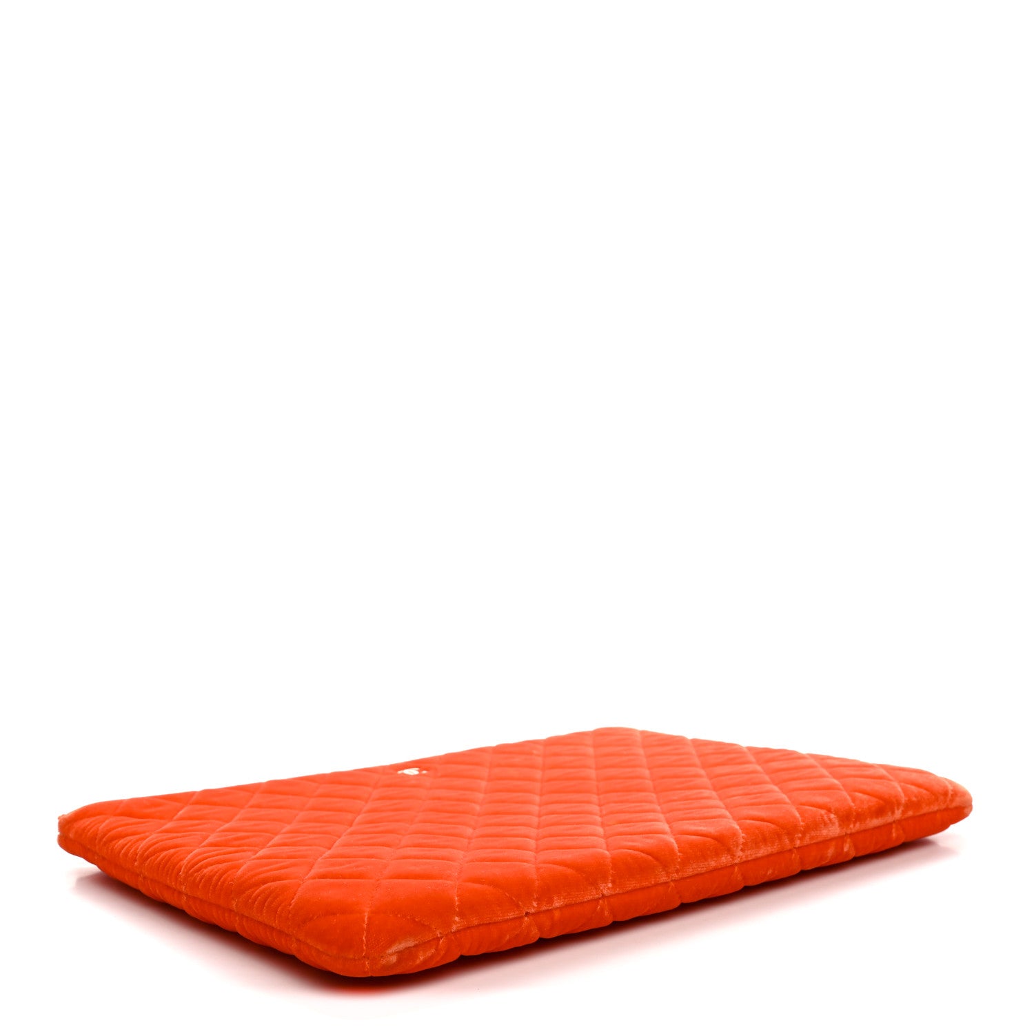 Chanel Velvet Quilted Large Chanel Cosmetic Case Orange 4 of 9
