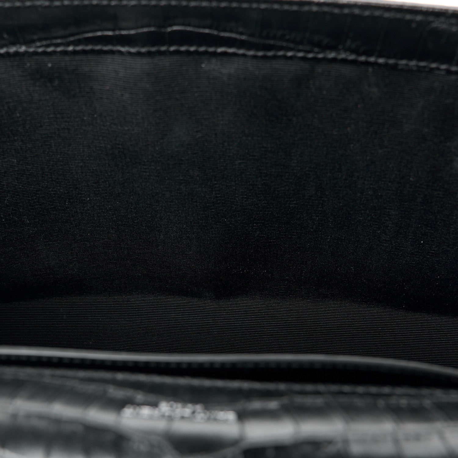 Saint Laurent Calfskin Crocodile Embossed Large Classic Monogram Kate Satchel Black 14 of 16