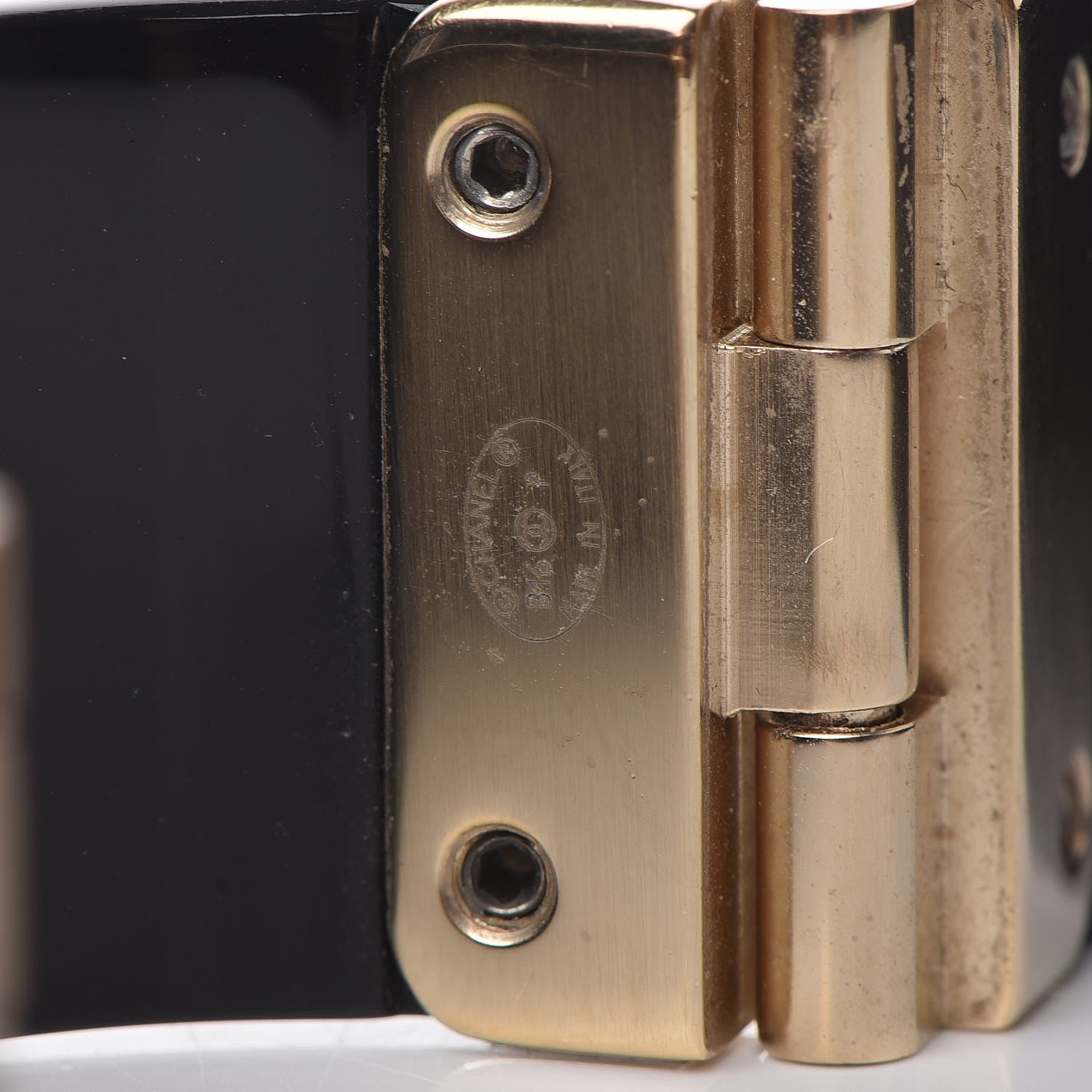 Chanel Resin Quilted CC Cuff Black Gold 5 of 8