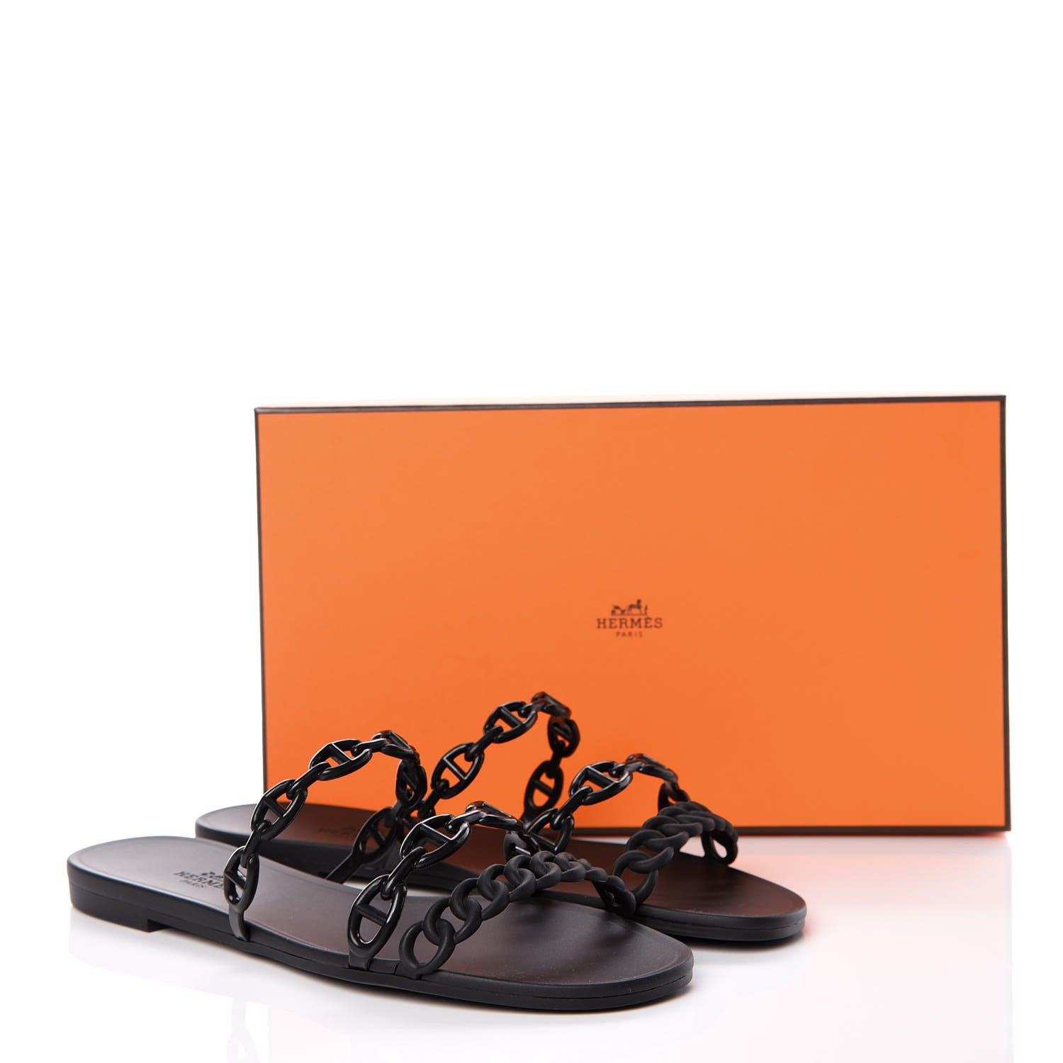 Hermes Rubber Chaine d'Ancre Rivage Sandals 38 Black 8 of 8