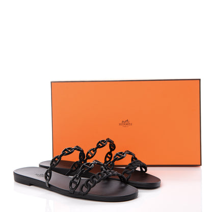 Hermes Rubber Chaine d'Ancre Rivage Sandals 38 Black 8 of 8