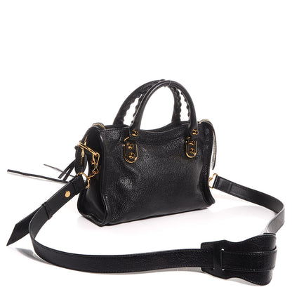 Balenciaga Chevre Gold Metallic Edge Hardware Mini City Black 4 of 11