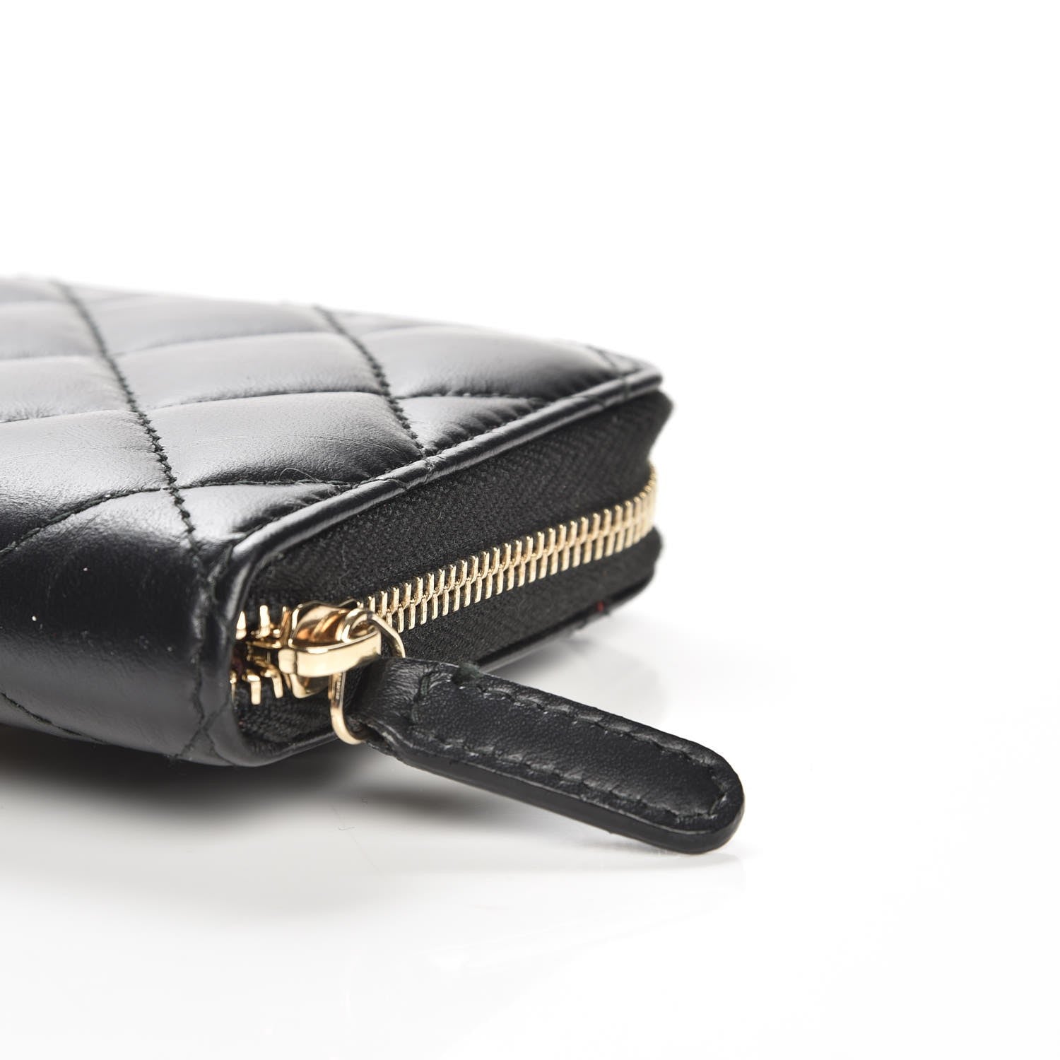 Chanel Aged Calfskin Quilted Small Lucky Charms 2.55 Reissue Zip Around Wallet Black 6 of 10