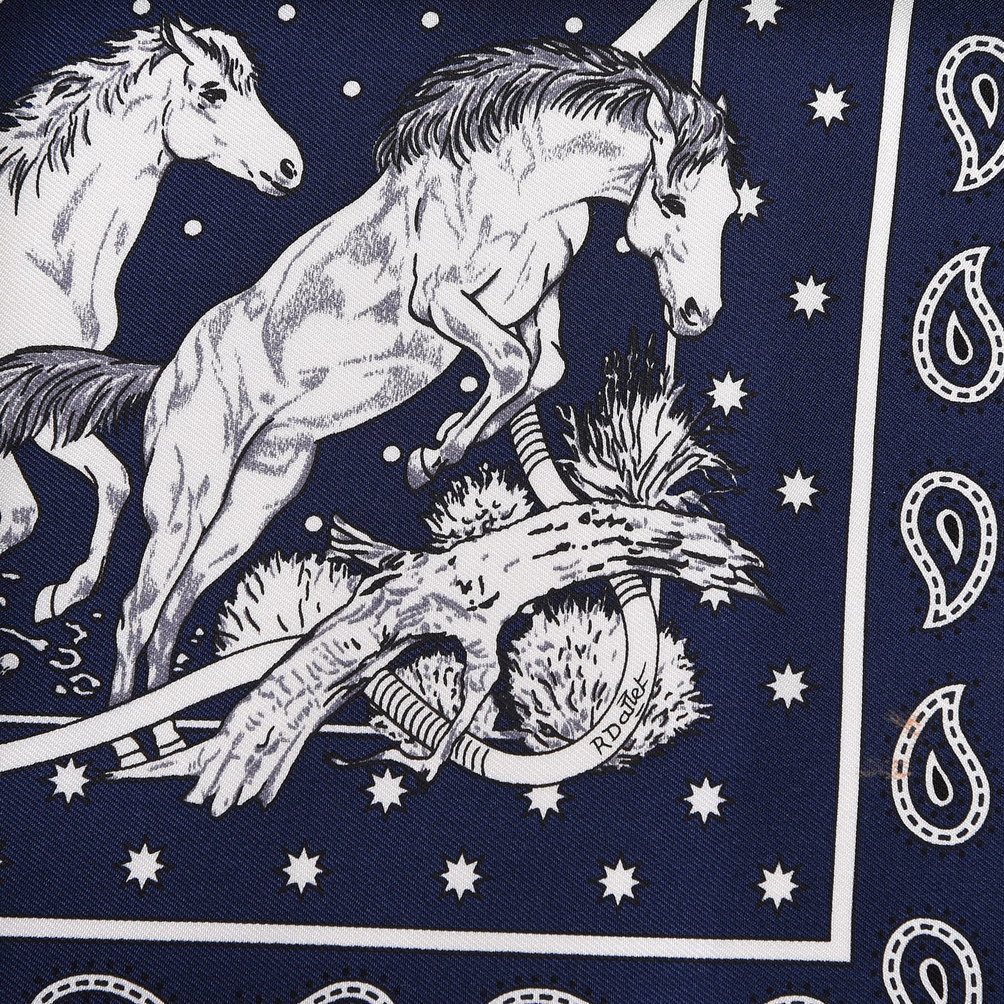 Silk Les Mustangs Bandana 55 Marine Blanc