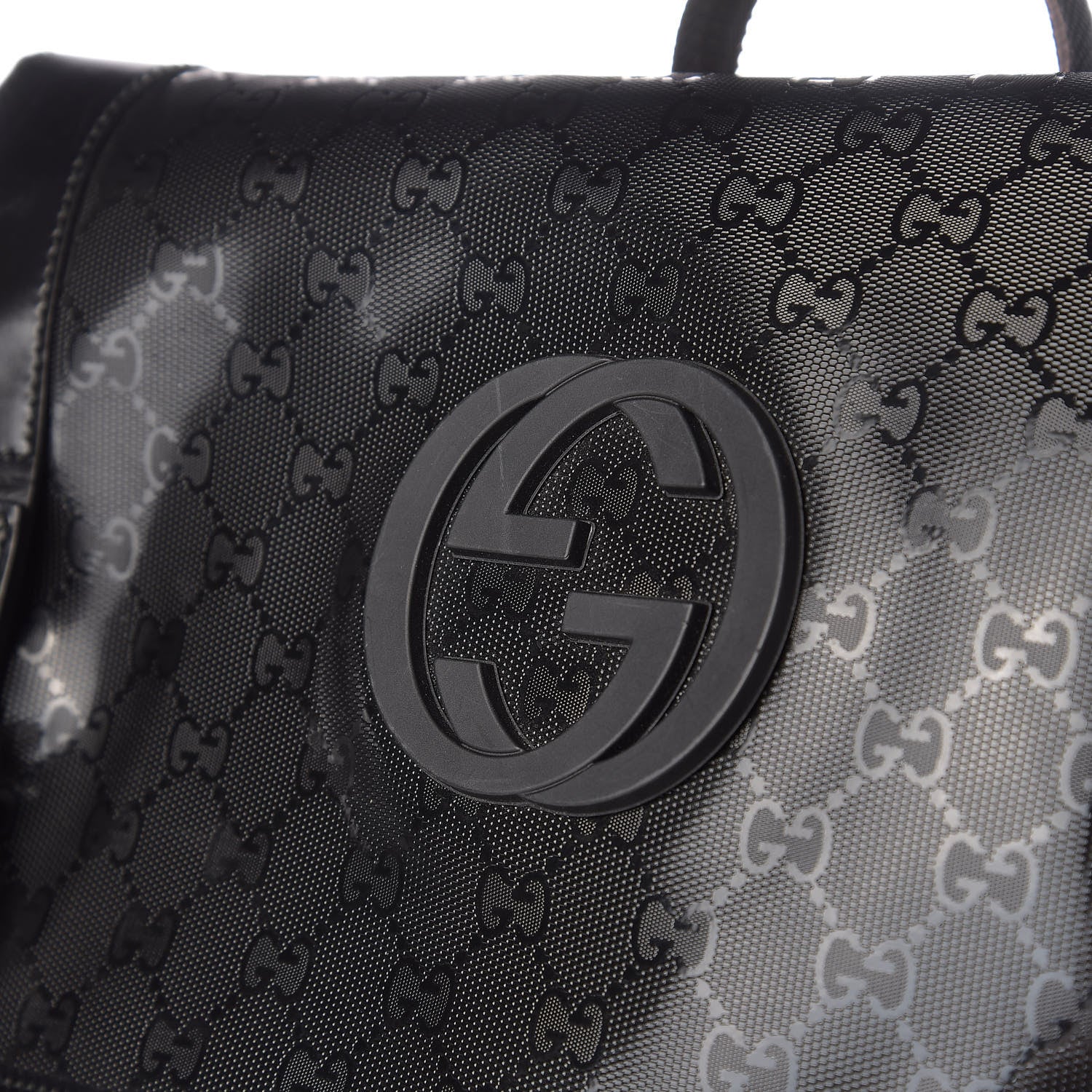 Gucci Imprime Monogram Large Interlocking G Double Buckle Backpack Black 12 of 14