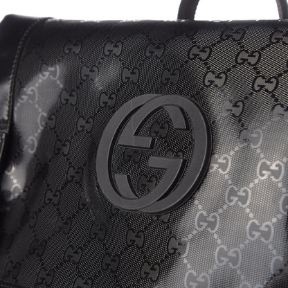 Gucci Imprime Monogram Large Interlocking G Double Buckle Backpack Black 12 of 14