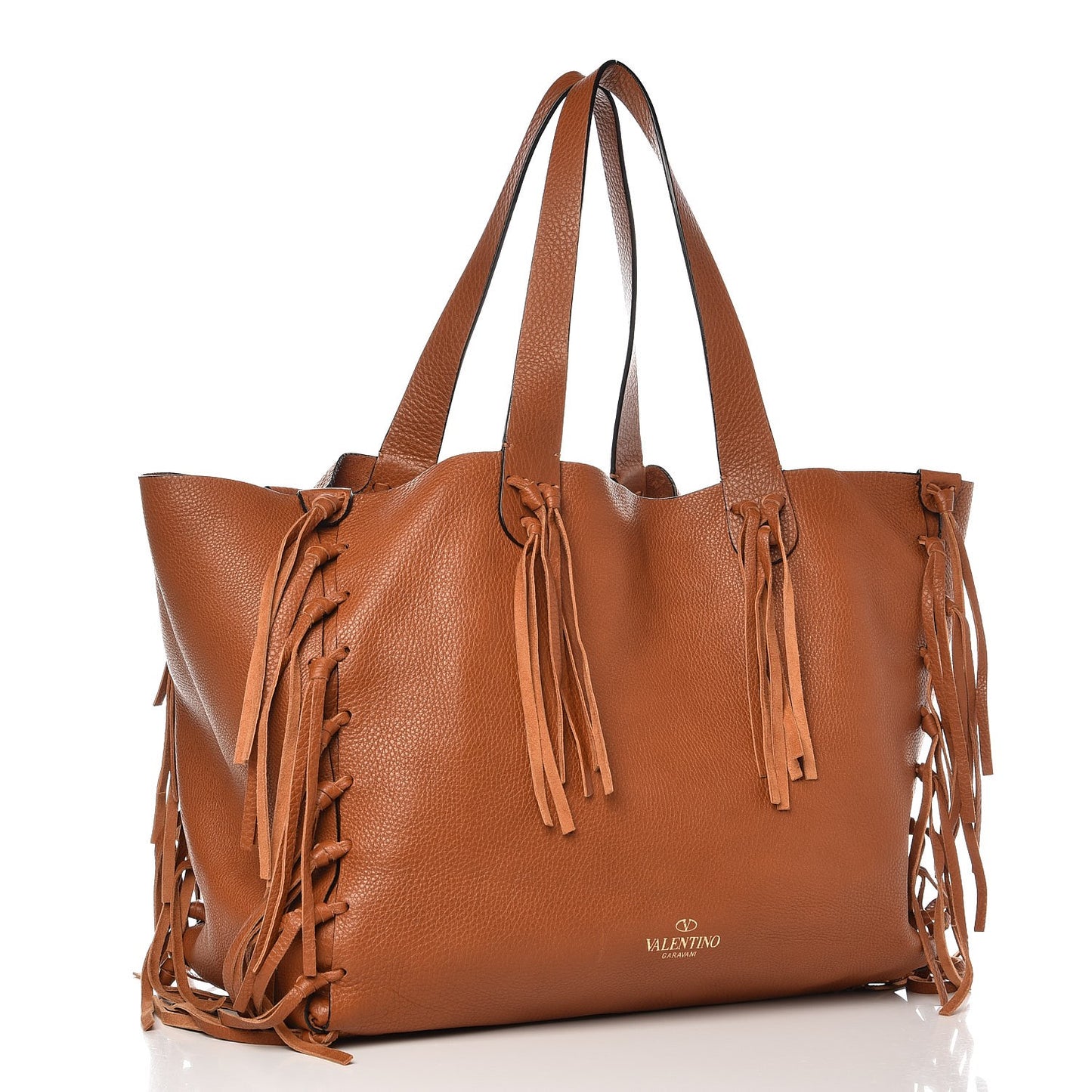 Grained Calfskin C-Rockee Fringe Tote Light Cuir