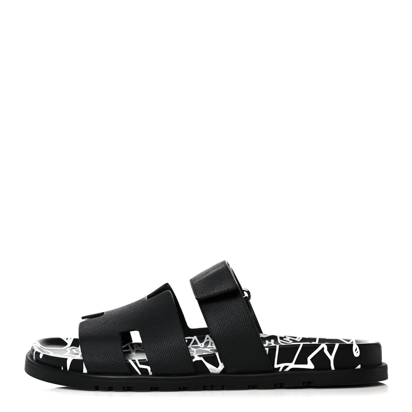 Epsom Calfskin Graff Hermes Mens Chypre Sandals 43.5 Black