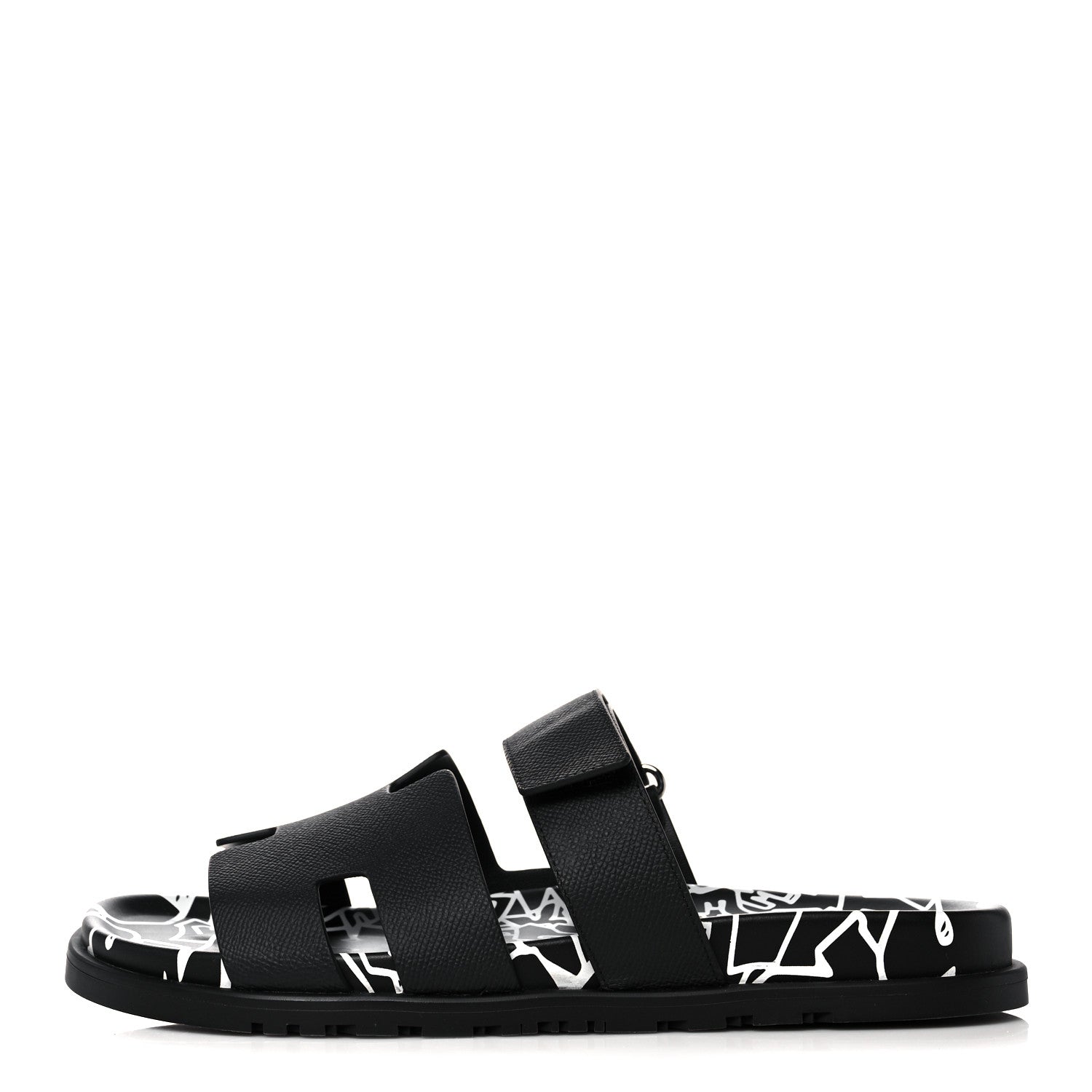 Hermes Epsom Calfskin Graff Hermes Mens Chypre Sandals 43.5 Black 1 of 8