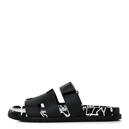 Hermes Epsom Calfskin Graff Hermes Mens Chypre Sandals 43.5 Black 1 of 8