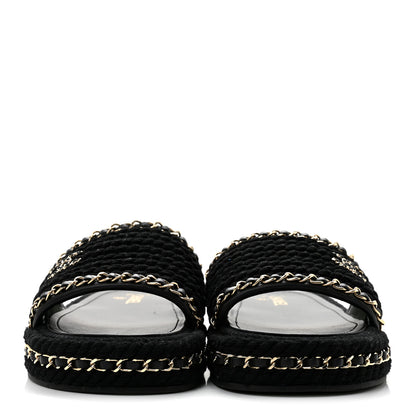 Chanel Cord Lambskin CC Chain Mules 40 Black 3 of 9