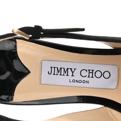Jimmy Choo Suede Patent Slingback Gemma Pumps 37 Black 7 of 9