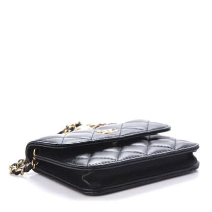 Chanel Lambskin Quilted Pearl Crush Clutch With Chain Black 4 of 11