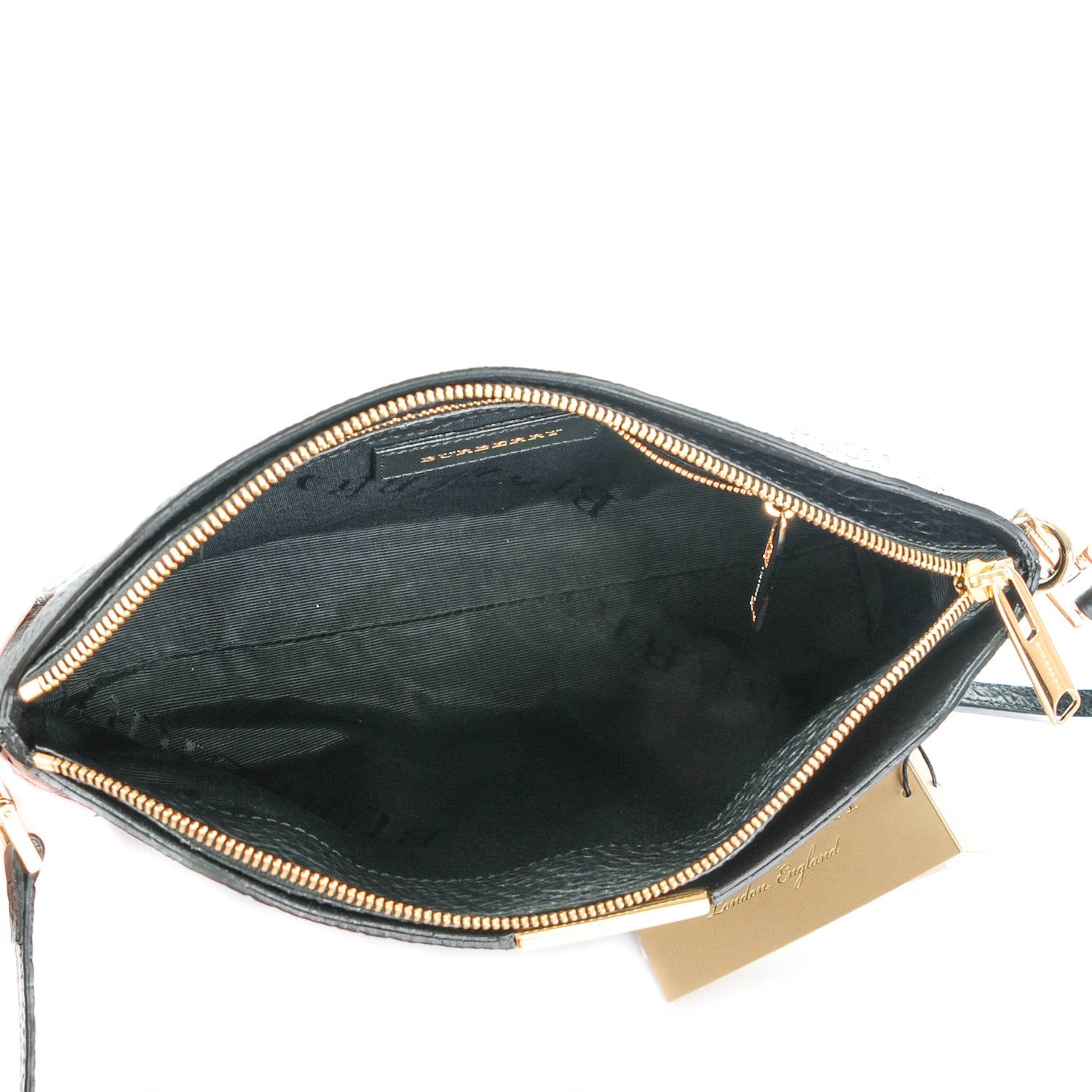 Burberry Signature Grain Calfskin Check Embossed Small Chichester Crossbody Clutch Bag Black 5 of 8