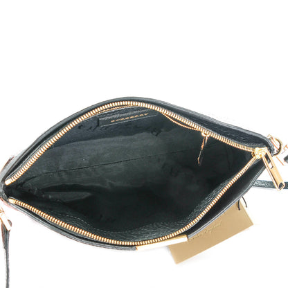 Burberry Signature Grain Calfskin Check Embossed Small Chichester Crossbody Clutch Bag Black 5 of 8