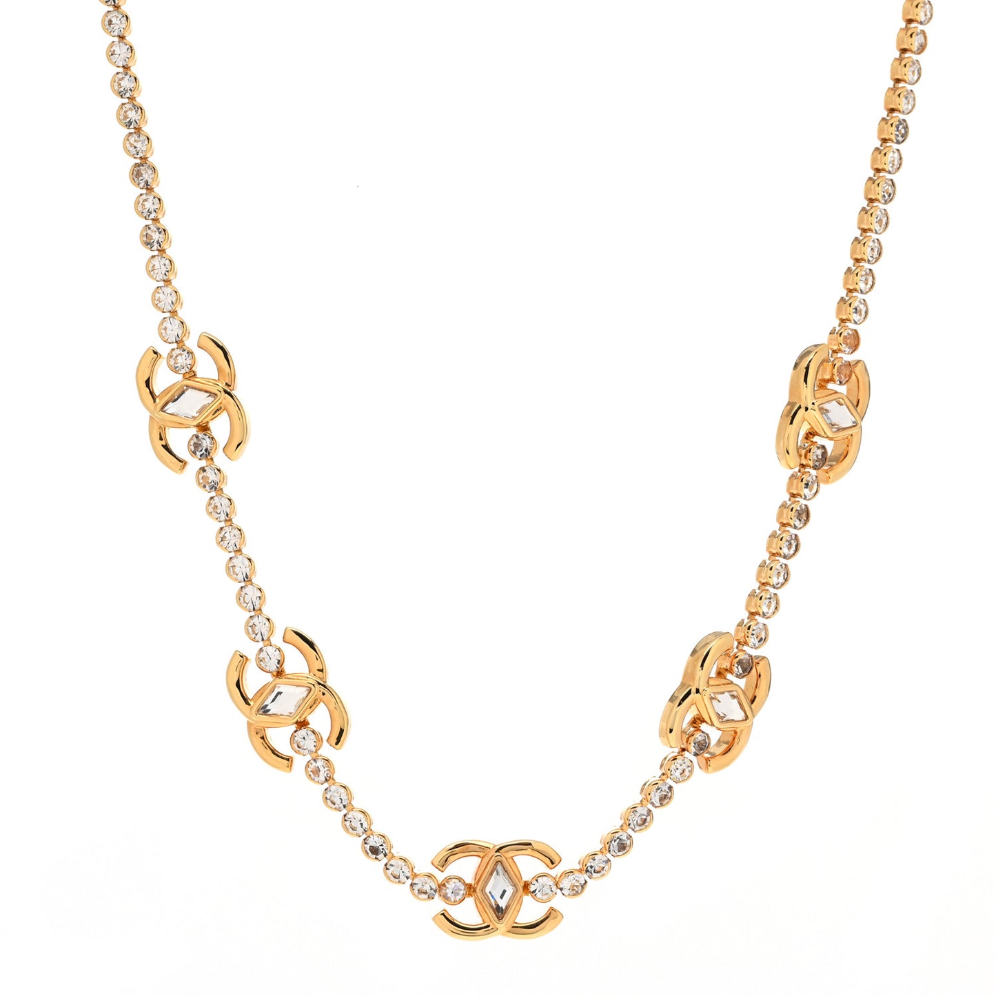 Metal Crystal CC Marquise Choker Gold