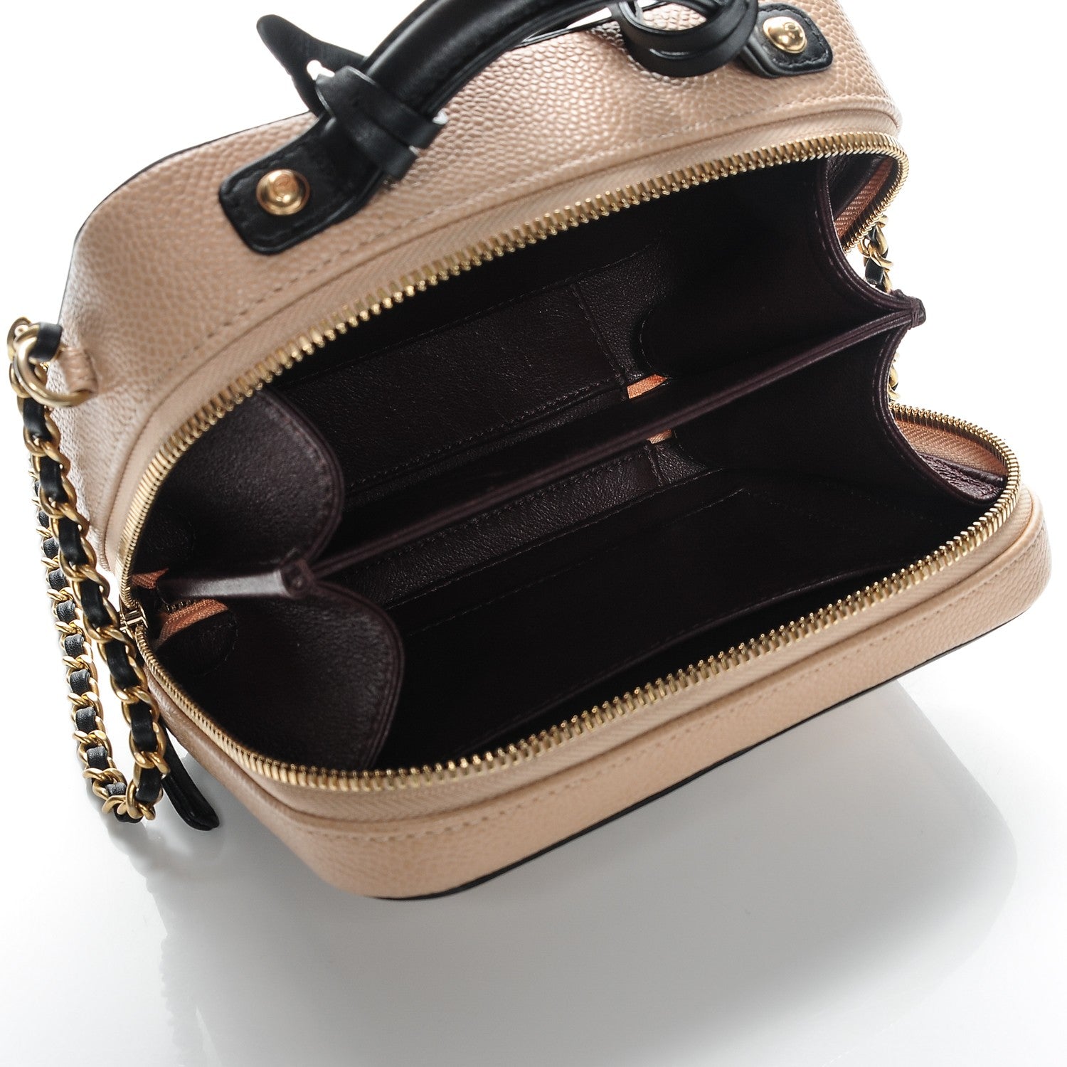 Chanel Caviar Quilted Small CC Filigree Vanity Case Beige Black 5 of 7