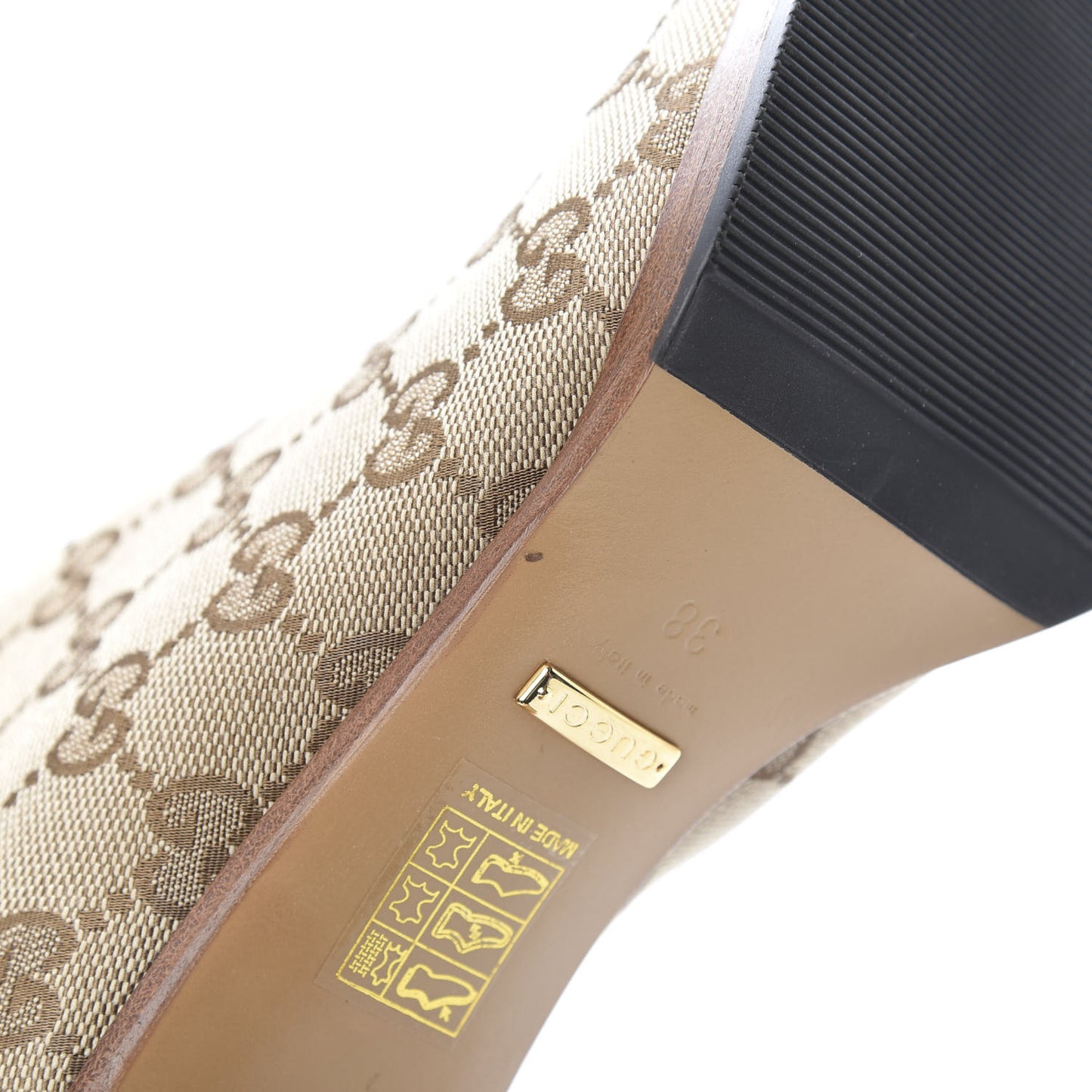 Monogram Lisa Mid Heel Boots 38 Beige Ebony