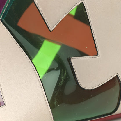 Christian Louboutin Calfskin PVC Love Spikes East West Cabata Tote Latte Multicolor 19 of 28