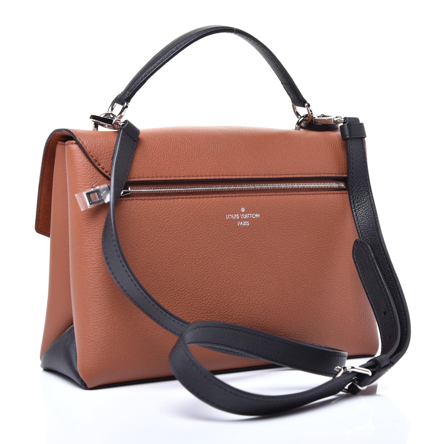 Soft Calfskin My Lockme Top Handle Caramel Creme Black