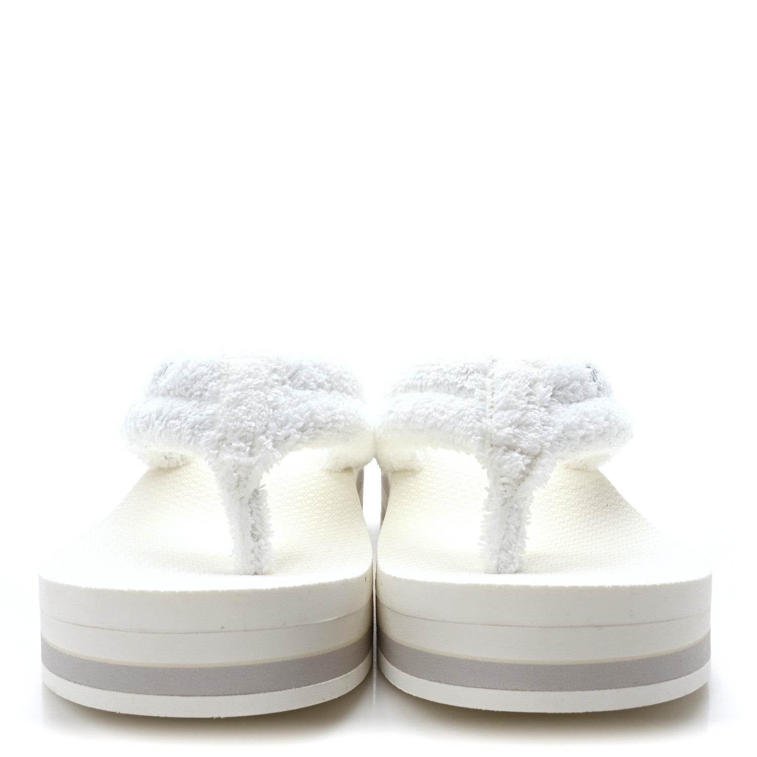 Chanel Terry Cloth CC Logo Thong Sandals 37.5 White 3 of 9