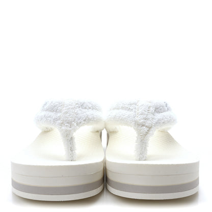 Chanel Terry Cloth CC Logo Thong Sandals 37.5 White 3 of 9