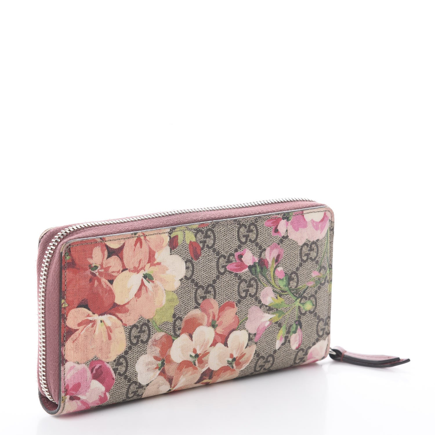 Gucci GG Supreme Monogram Blooms Zip Around Wallet Beige Multicolor Dry Rose 2 of 5