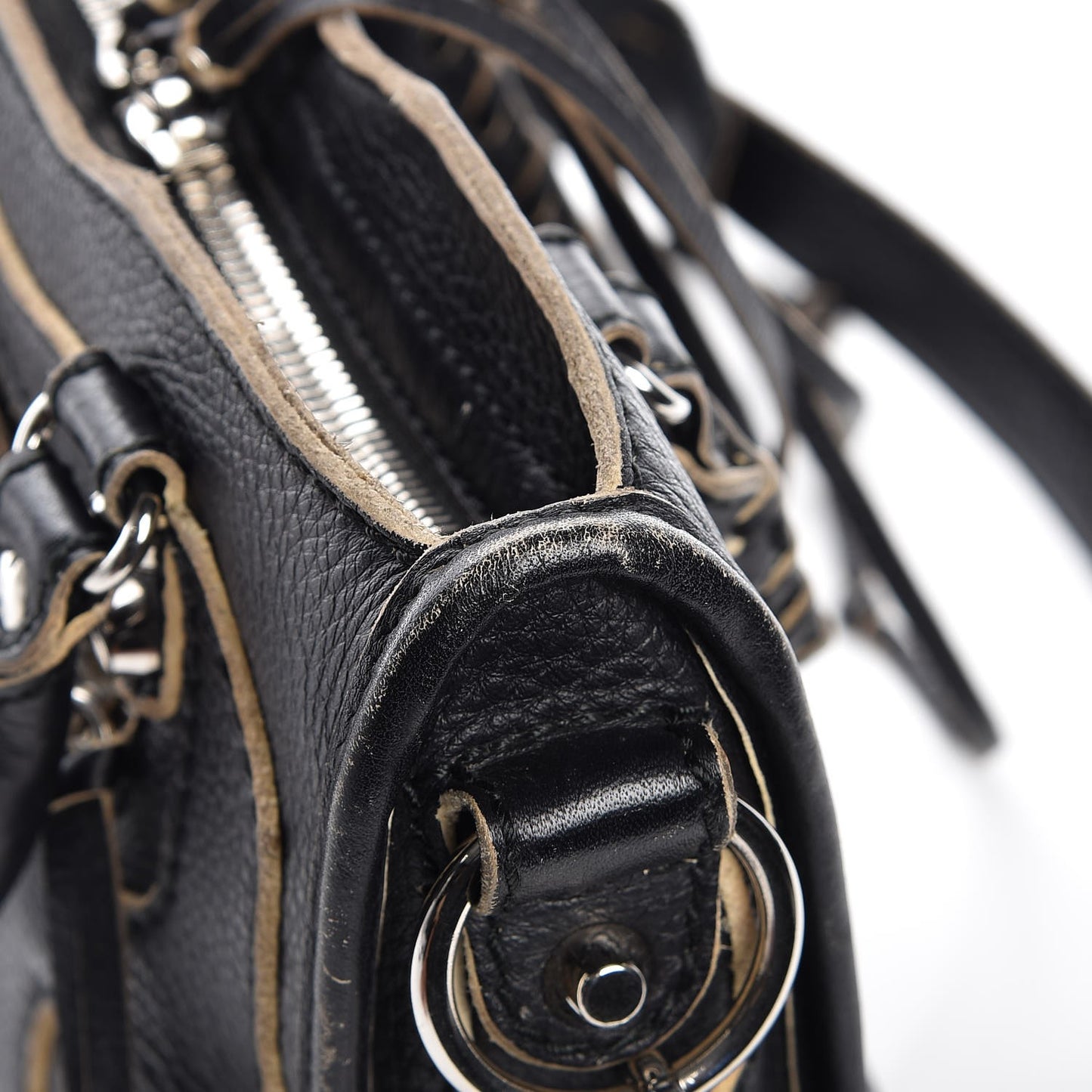 Supple Grained Calfskin Classic Silver Hardware Highlight Mini City Black