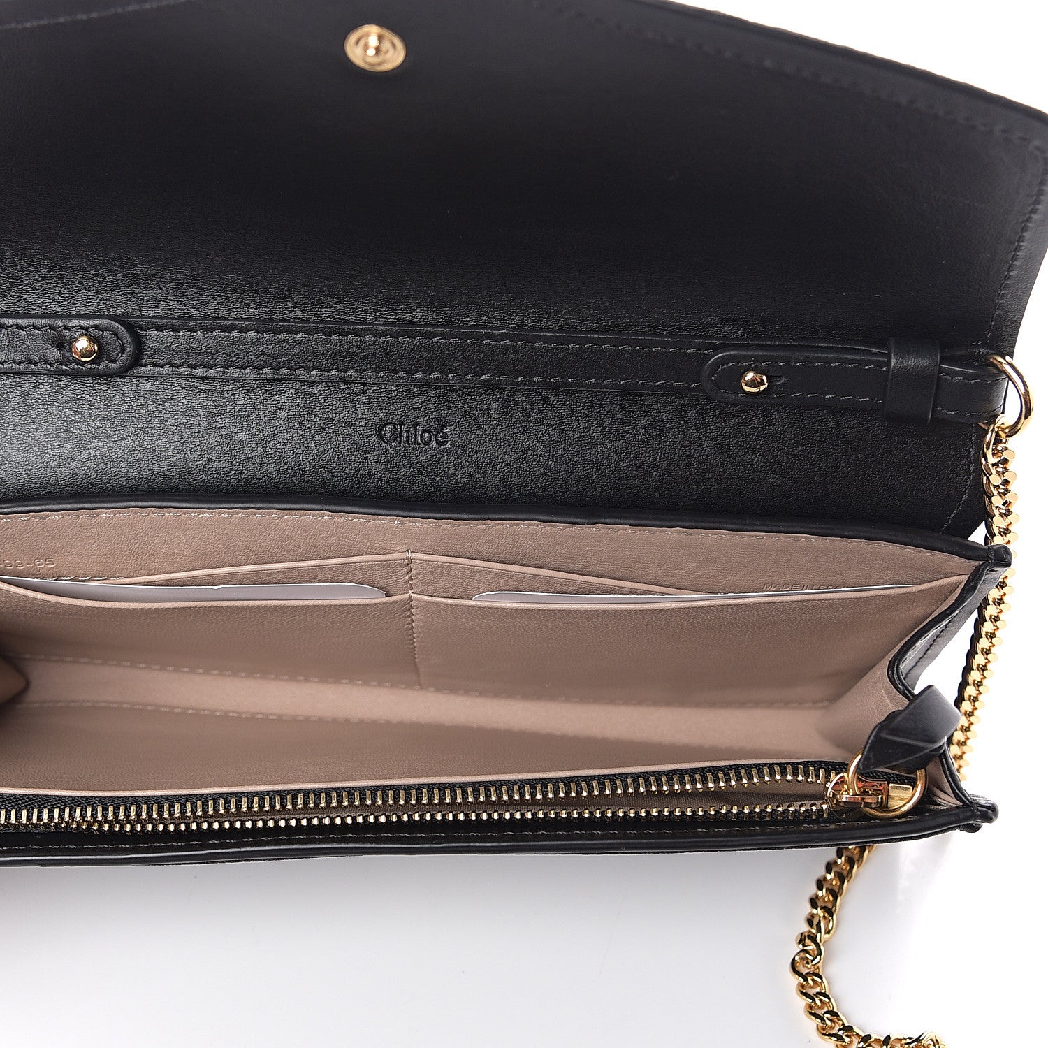 Chloe Shiny Grained Calfskin Aby Wallet on Chain Black 4 of 8
