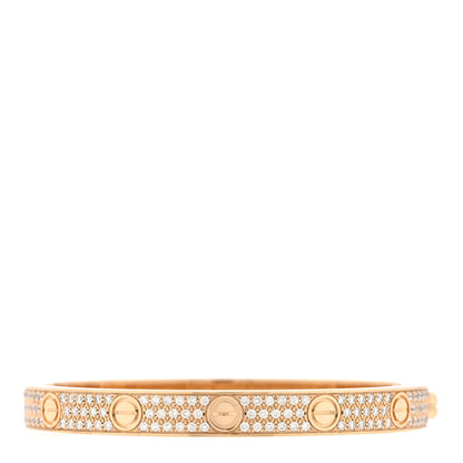 Cartier 18K Yellow Gold Diamond LOVE    Paved Bracelet 17 2 of 7