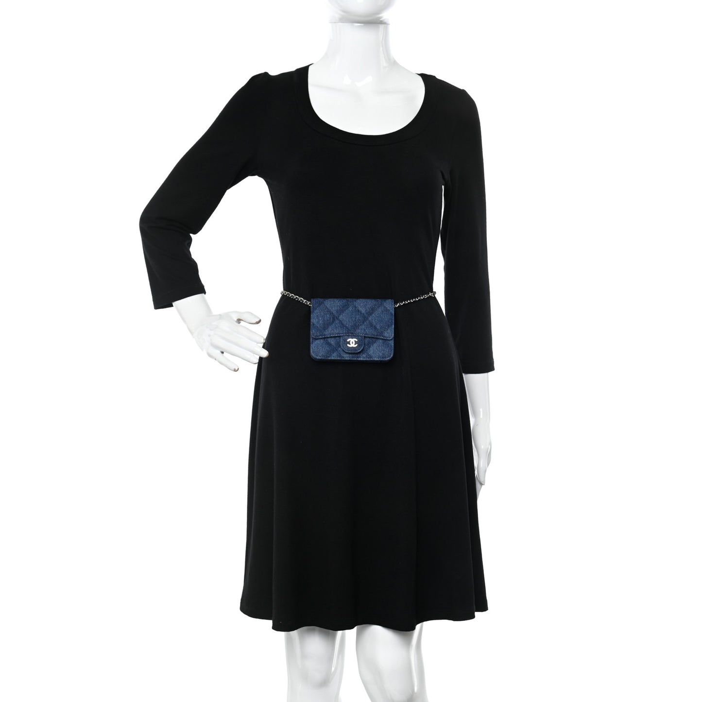 Denim Printed Belt Bag Dark Blue