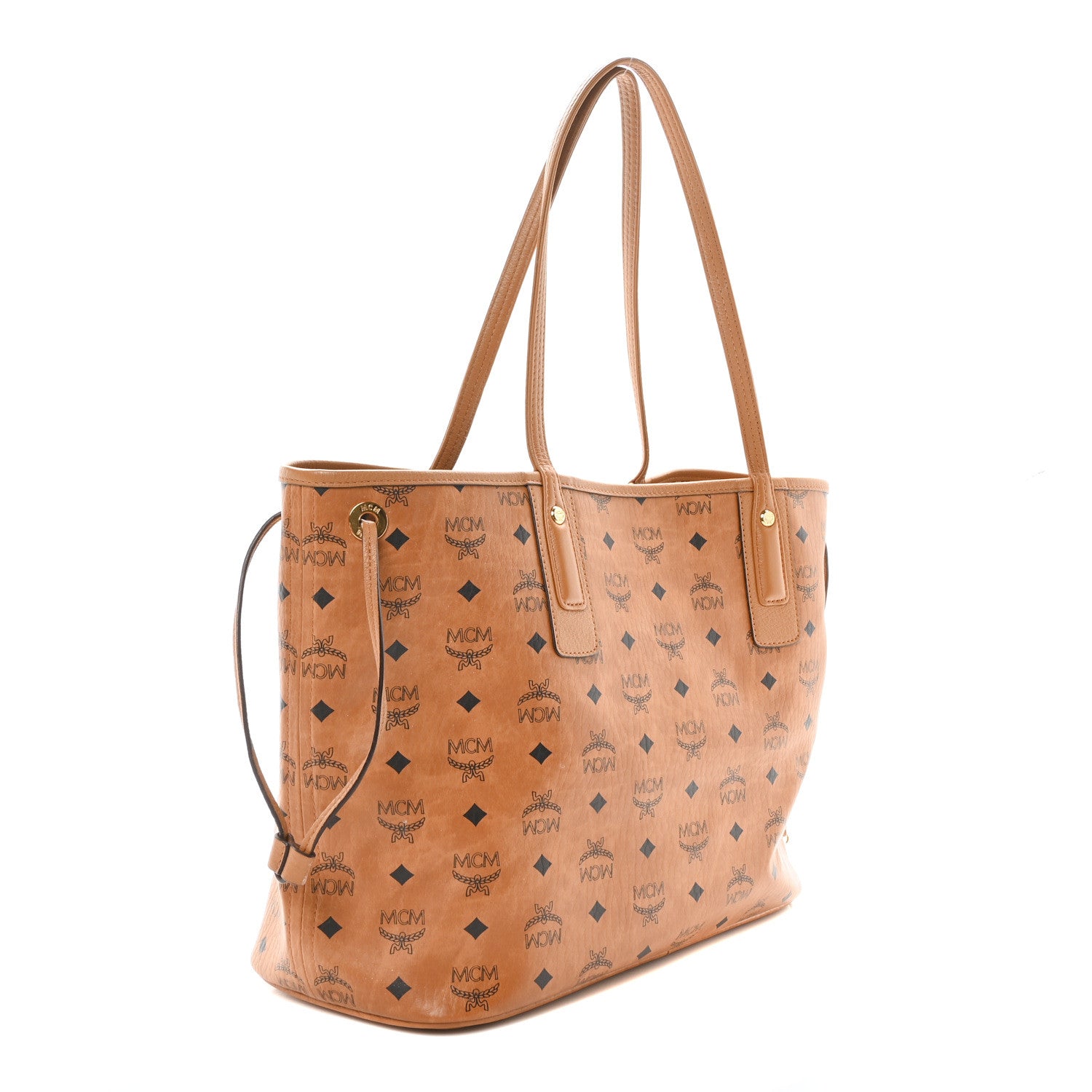 MCM Visetos Medium Liz Reversible Shopper Tote Cognac 2 of 15