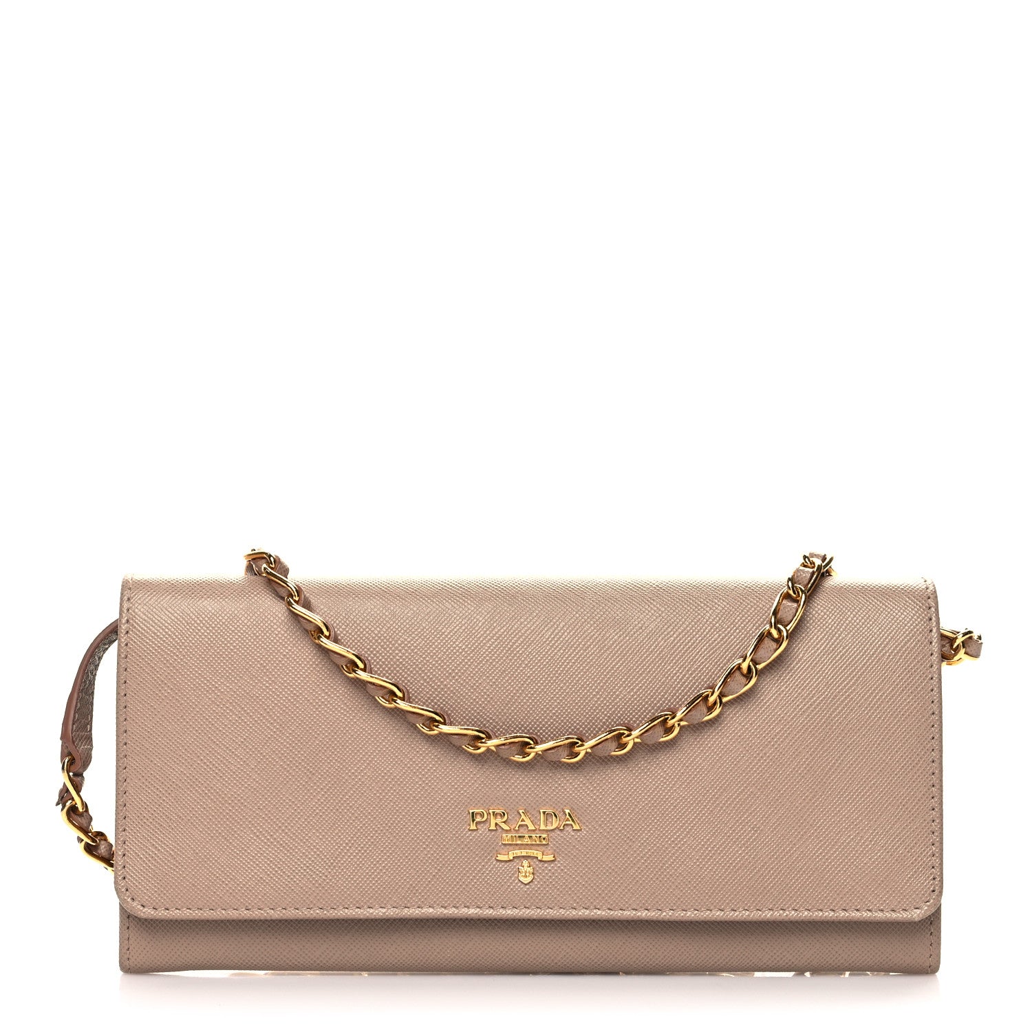 Prada Saffiano Metal Oro Chain Wallet Cammeo 1 of 12
