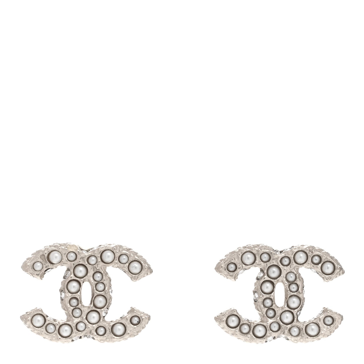 Pearl Crystal CC Earrings Gold