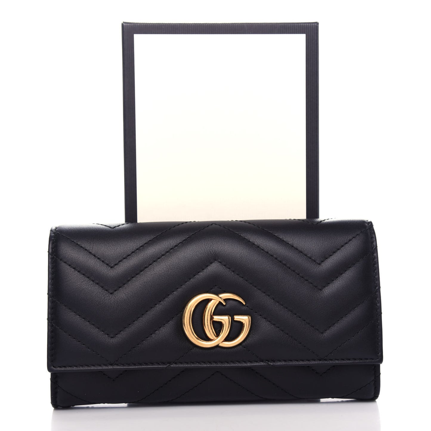 Calfskin Matelasse GG Marmont Continental Wallet Black