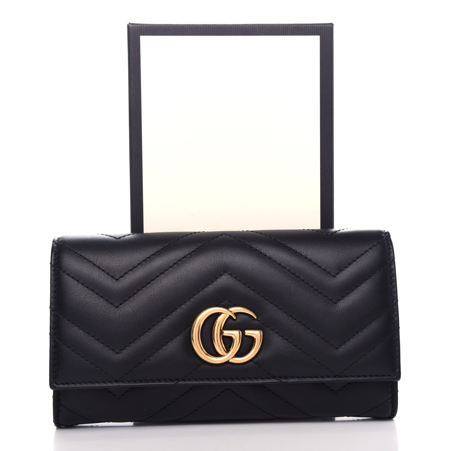 Gucci Calfskin Matelasse GG Marmont Continental Wallet Black 8 of 8