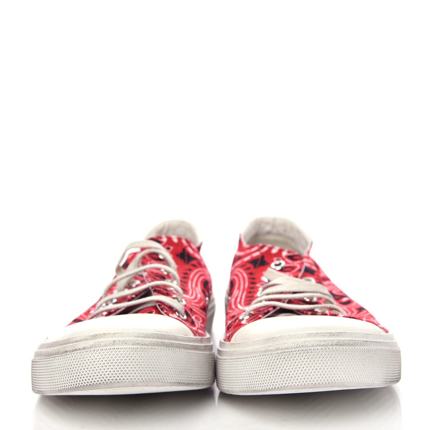Saint Laurent Canvas Bandana Print Bedford Low Top Sneakers 39.5 Red 2 of 11