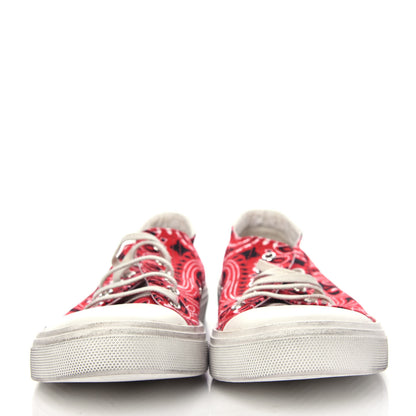 Saint Laurent Canvas Bandana Print Bedford Low Top Sneakers 39.5 Red 2 of 11