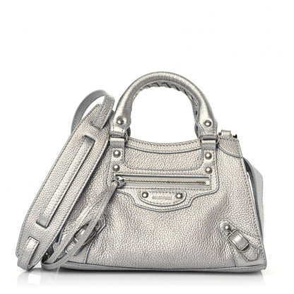 Balenciaga Metallic Grained Calfskin Neo Classic Silver Hardware Mini City Silver 1 of 11