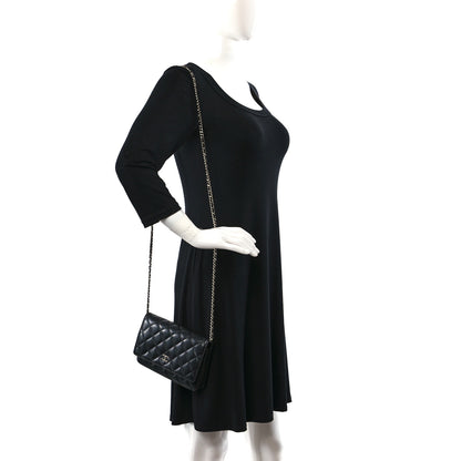 Chanel Lambskin Quilted Wallet On Chain WOC Black 2 of 11