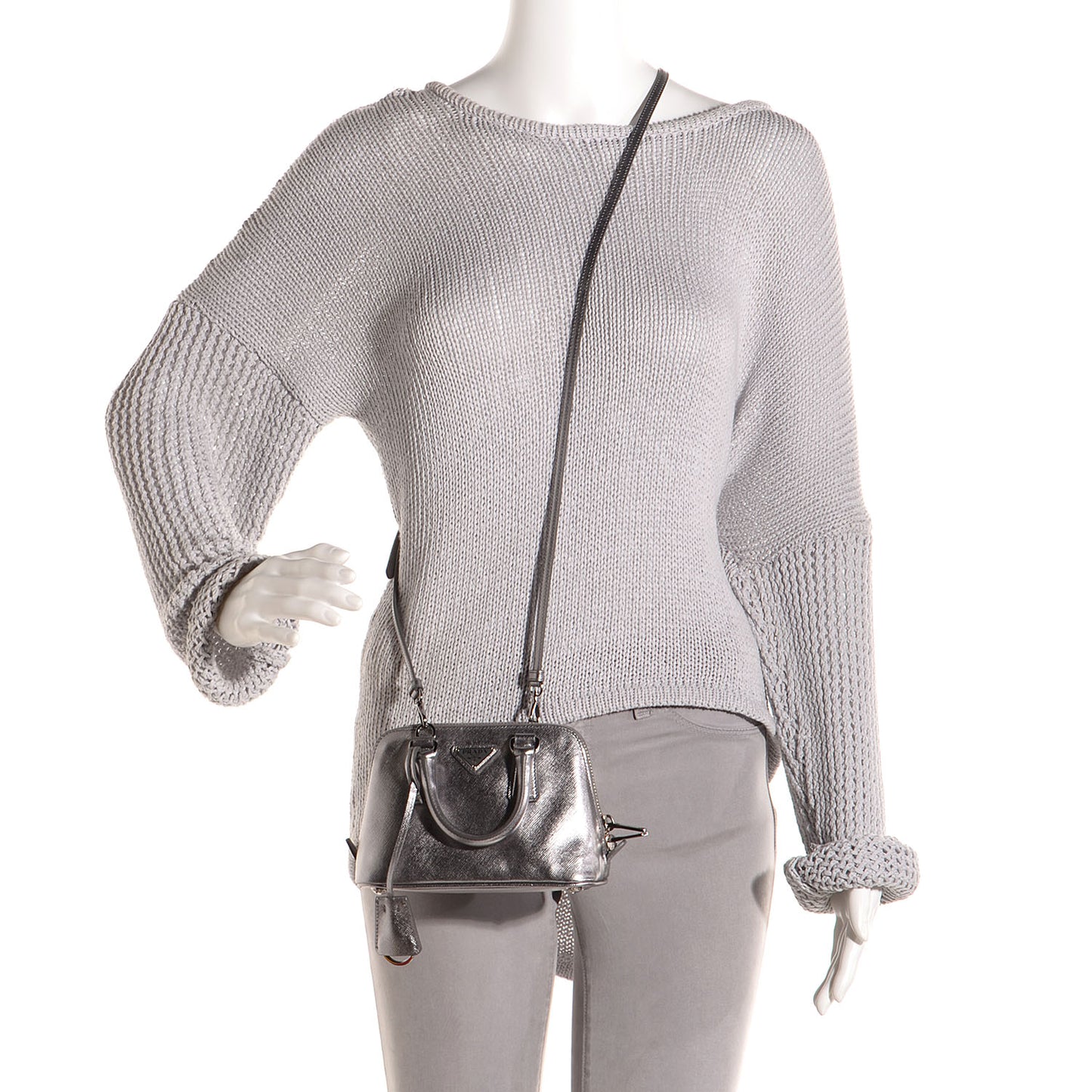 Saffiano Lux Mini Promenade Tote Cromo
