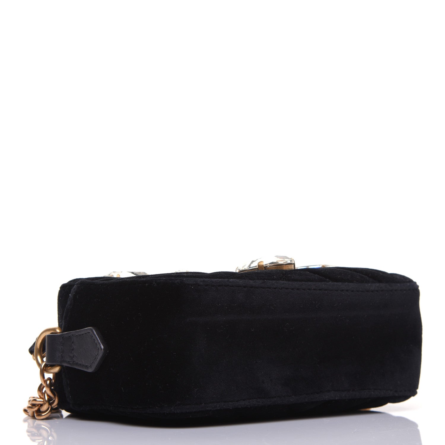 Gucci Velvet Matelasse Marquise Crystals Mini GG Marmont Chain Shoulder Bag Black 4 of 13