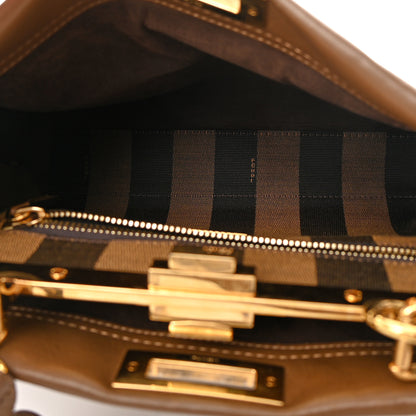 Fendi Vitello Seta Fabric Jacquard Pequin Medium Peekaboo Iconic Satchel Foresta Tobacco 5 of 15
