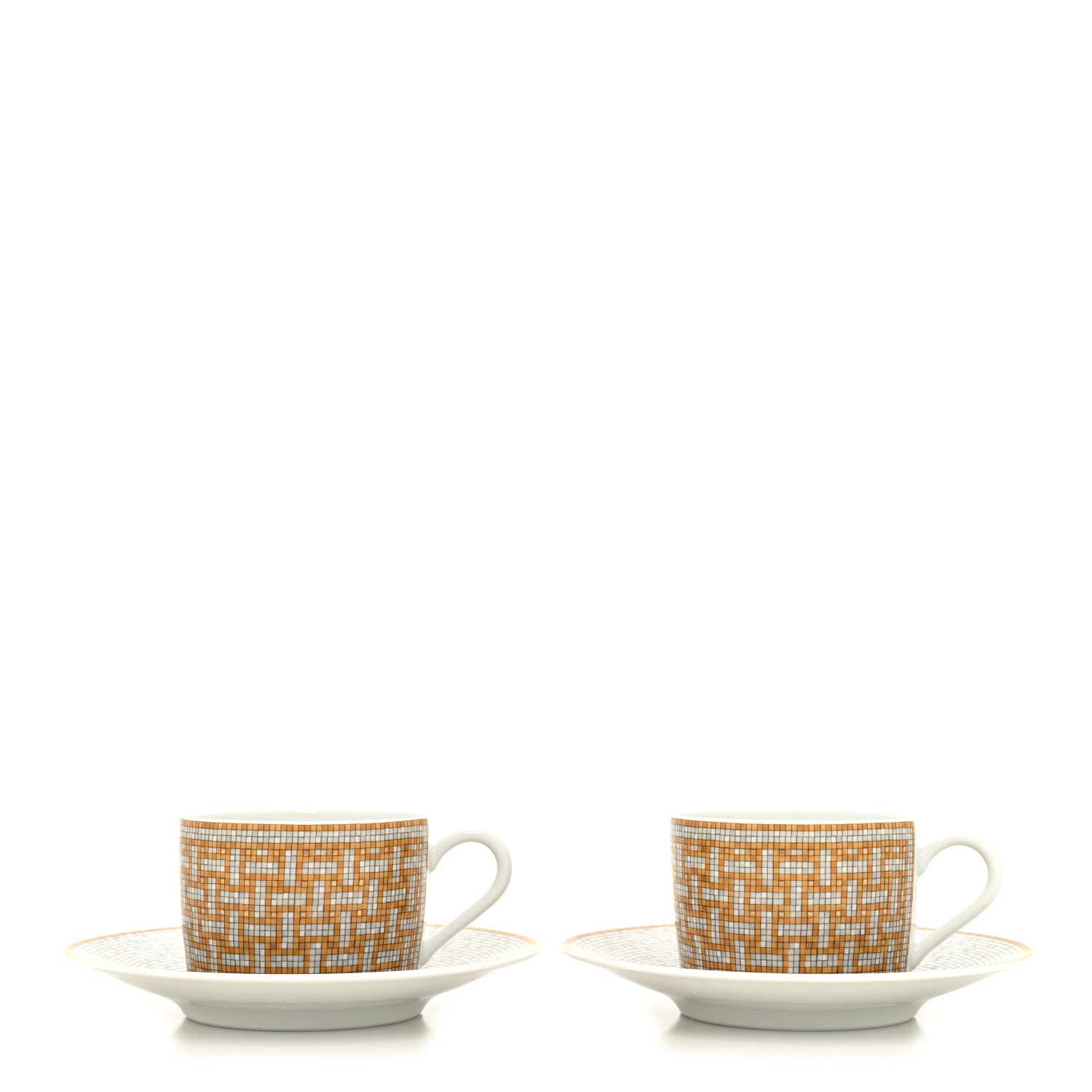 Hermes Porcelain 24 Gold Mosaique Teapot Cup Set Gold 8 of 18