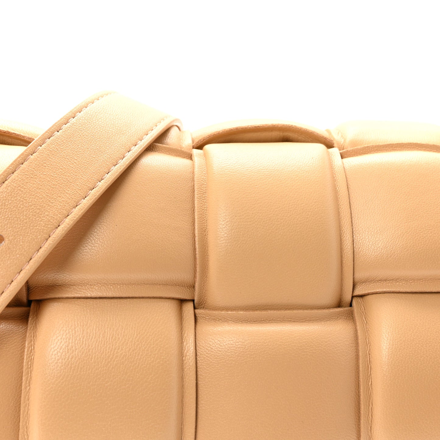 Nappa Maxi Intrecciato Padded Cassette Crossbody Bag Almond