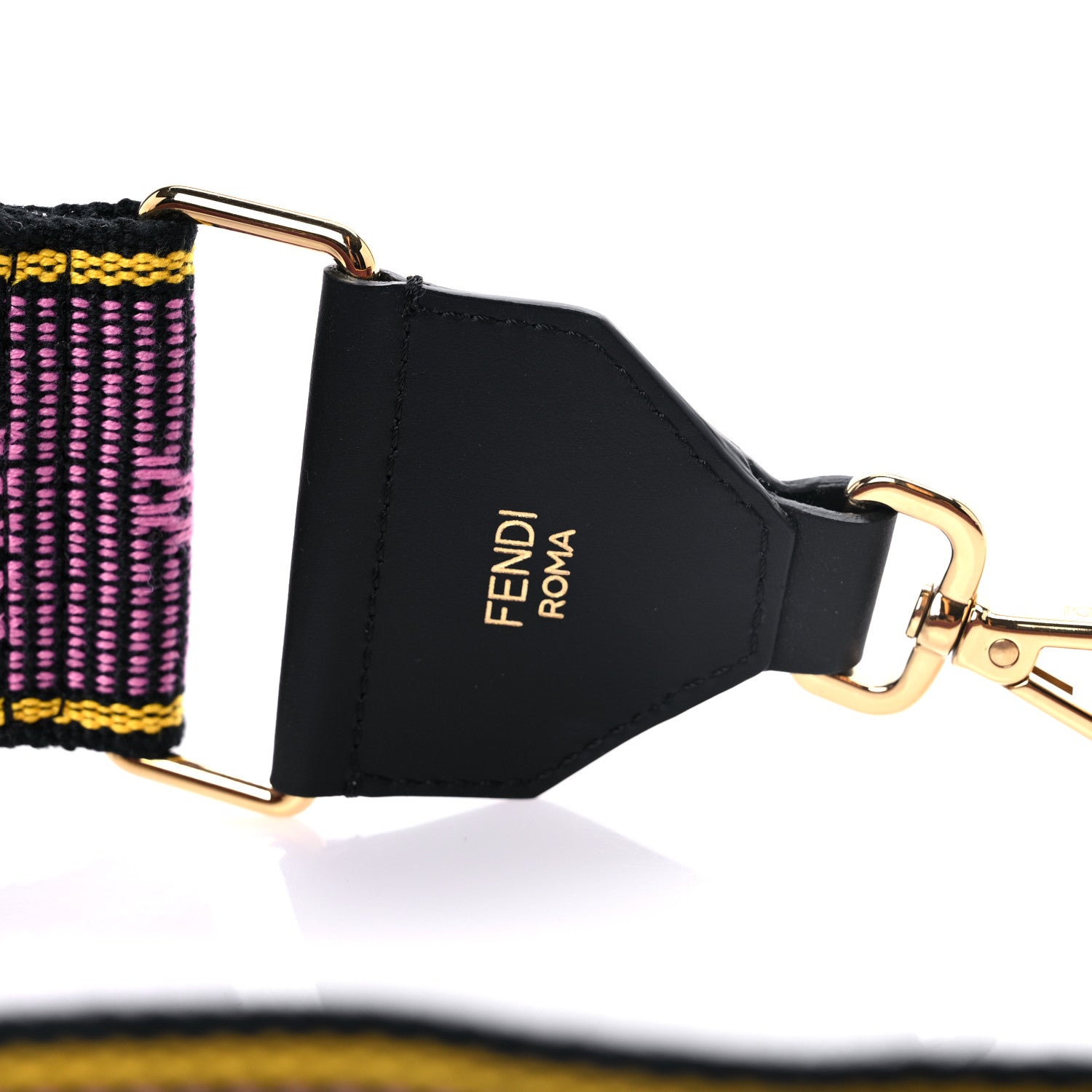 Fendi Cannete Ribbon Poly Vitello Century Logo Adjustable Strap You Lollipop Limon Black 3 of 5