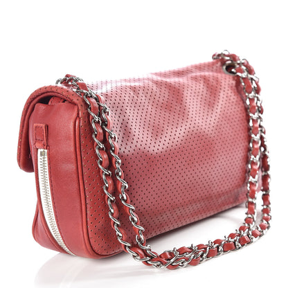 Chanel Lambskin Perforated Medium Baseball Spirit Flap Red 2 of 12